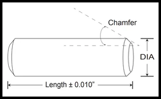 Technical drawing of a standard Dowel Pin