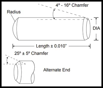 Technical drawing of a standard Dowel Pin