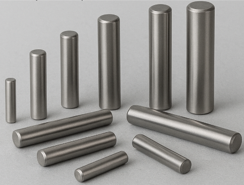 Collection of hardened dowel pins of varying lengths and diameters